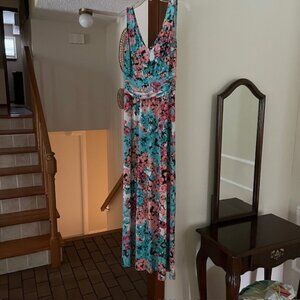 London Times Floral Maxi Dress Size 8 (can also fit 6)
